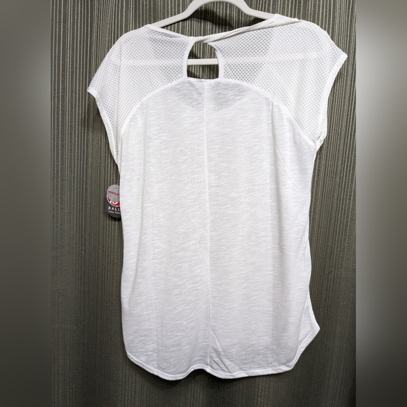 Womens L White Bally Active T Scoop neck, mesh trim, short sleeve - Picture 2 of 5